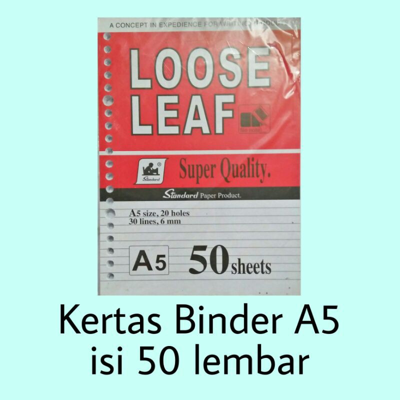 

Kertas Binder Standard A5 isi 50 lembar.