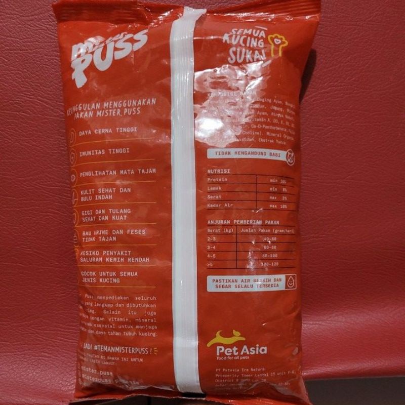 pakan/umpan kucing mister puss 500gr