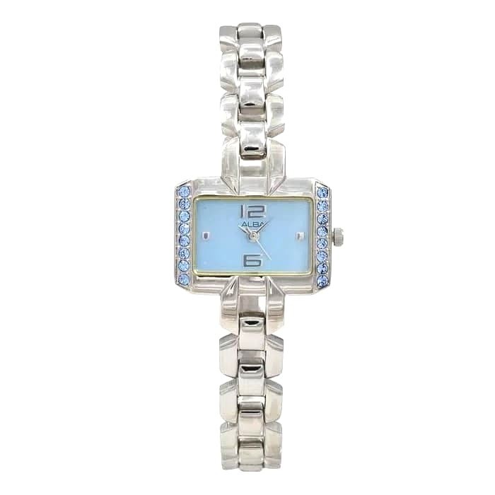 Alba AC3Q65 Jam Tangan Wanita Original AC3Q65X1 Biru Swarovski Kotak