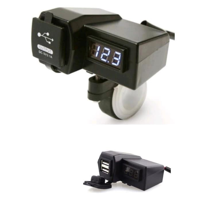 USB CHARGER HP MOTOR + VOLTMETER UNIVERSAL JEPIT SPION MERK VINYX