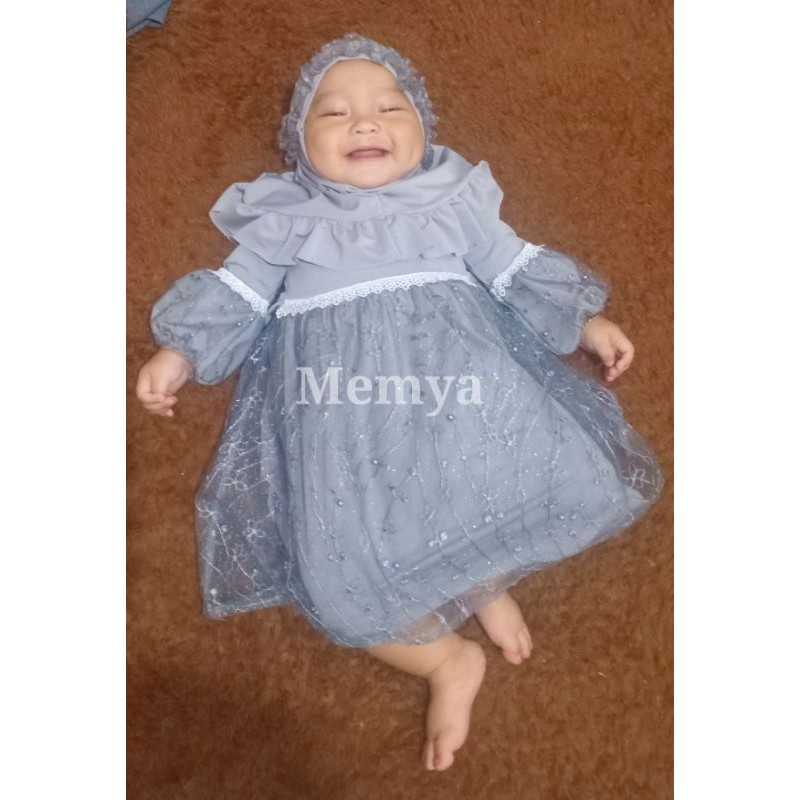 Gamis Brukat Brokat Tulle Tile Baby Baju Muslim Aqiqah Bayi Perempuan Dress Gaun Pesta Set Hijab Shopee Indonesia