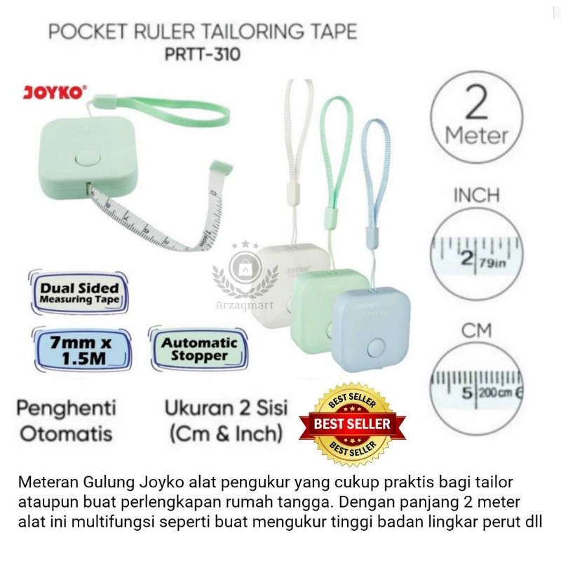 

JOYKO POCKET RULER (TAILORING TAPE) METERAN GULUNG 2 METER PRTT-310