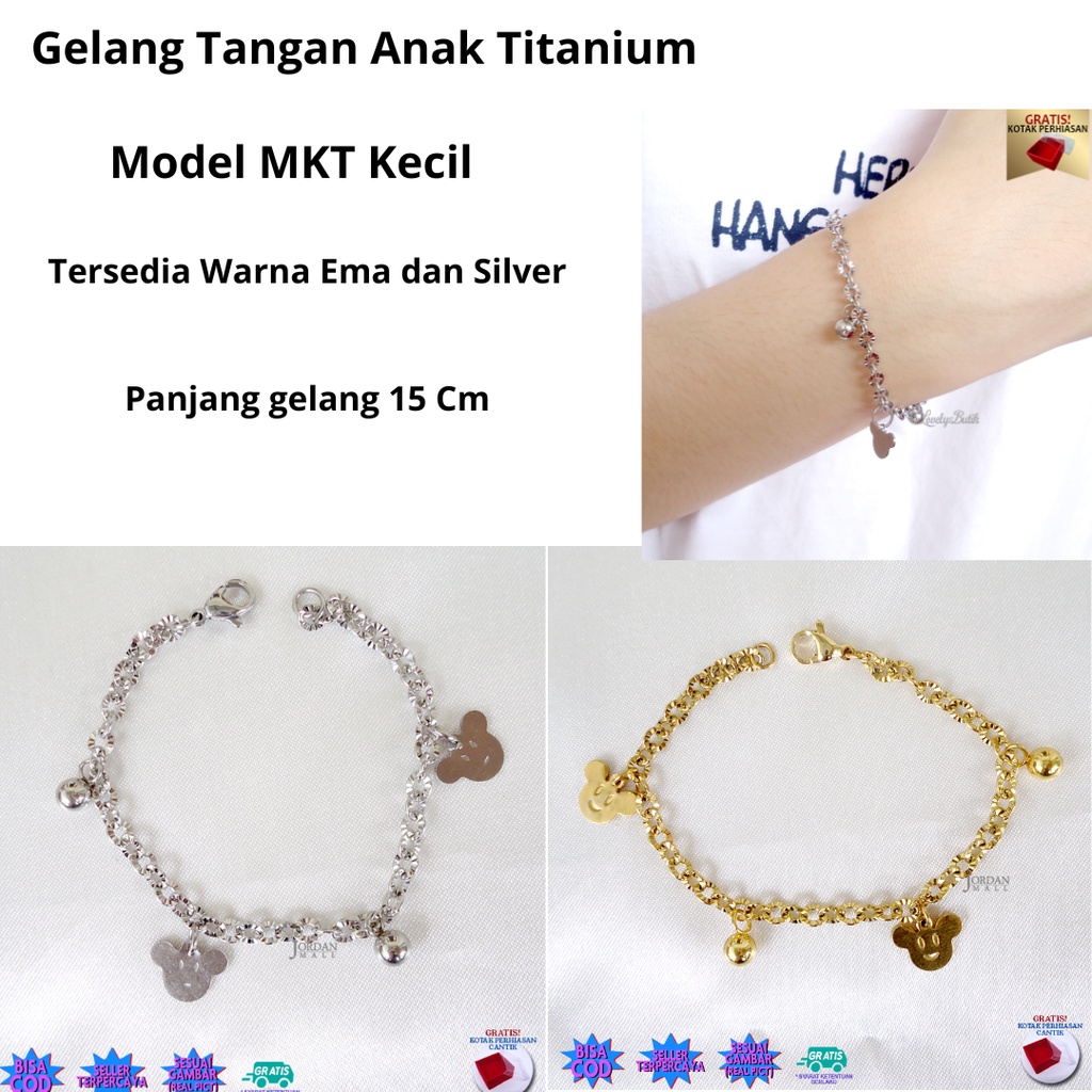 Lovelybutik Gelang Anak Perempuan Titanium Asli Anti Karat Model Terbaru Gelang Tangan Anak Lucu Hadiah Gratis Tempat Perhiasan