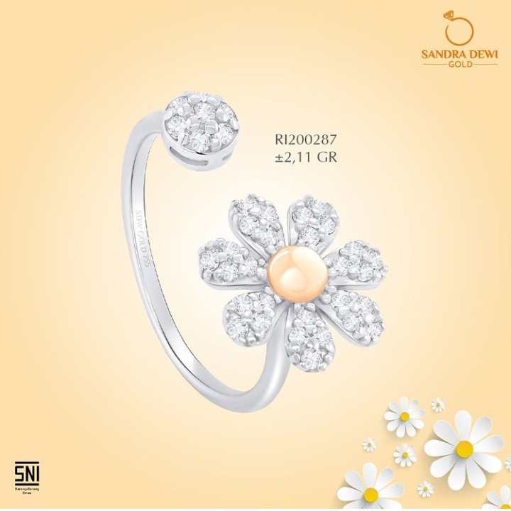 Cincin Sandra Dewi Gold Flower Daisy Collection RI200287