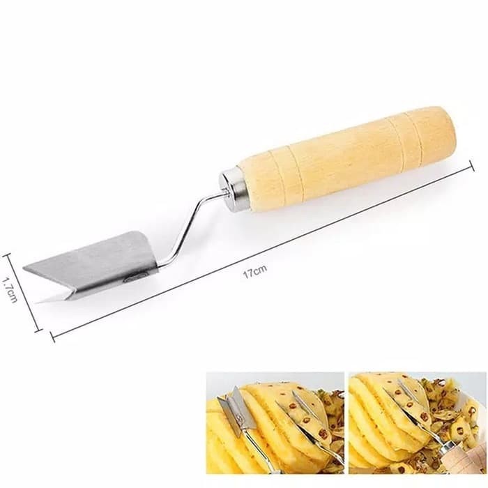 Pisau Nanas Pemotong Mata + PEGANGAN Holder - Pineapple Eye Core Cutter Stainless Steel Besi