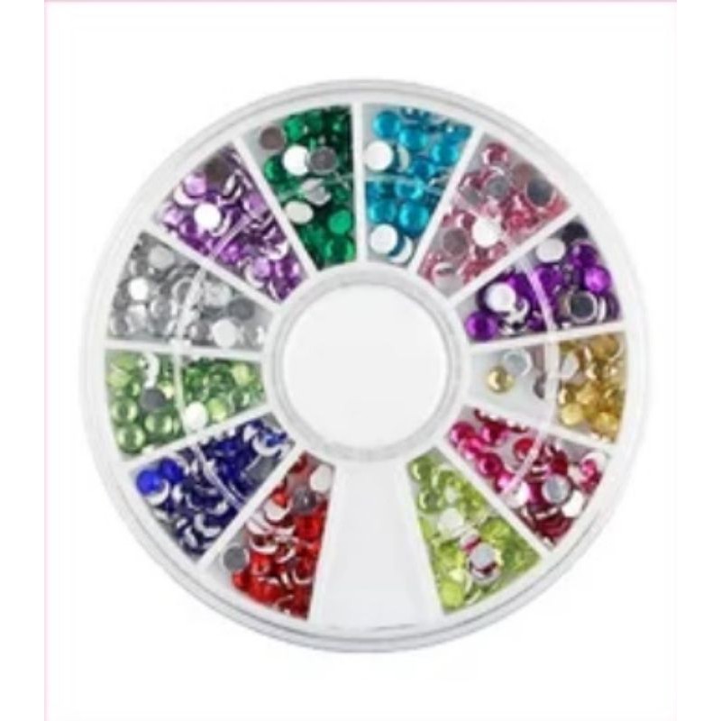 Manik-manik 3mm untuk Nail Arts/Dekorasi Henna/Rhinestone/Rhinestone 12 warna/Manik-manik 12 warna