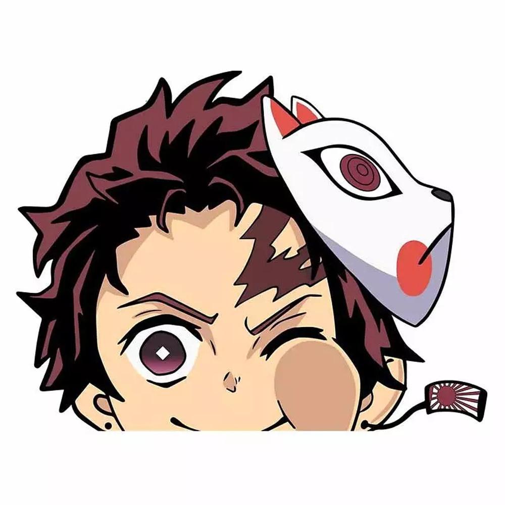 Lanfy Demon Slayer Lucu Stiker Anime Stiker Kaca Belakang Mengintip Stiker Mobil Bumper Mobil Decal Kimetsu No Yaiba