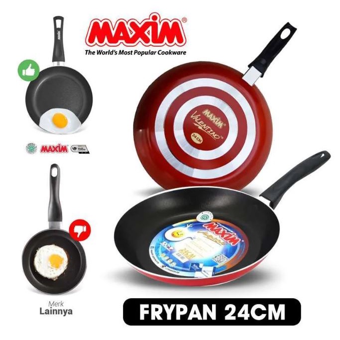 DM - Maspion Maxim Wajan Teflon Frypan Valentino Anti Lengket 18 CM 20 CM 22 CM 24 CM 26 CM Merk Maspon Maxim