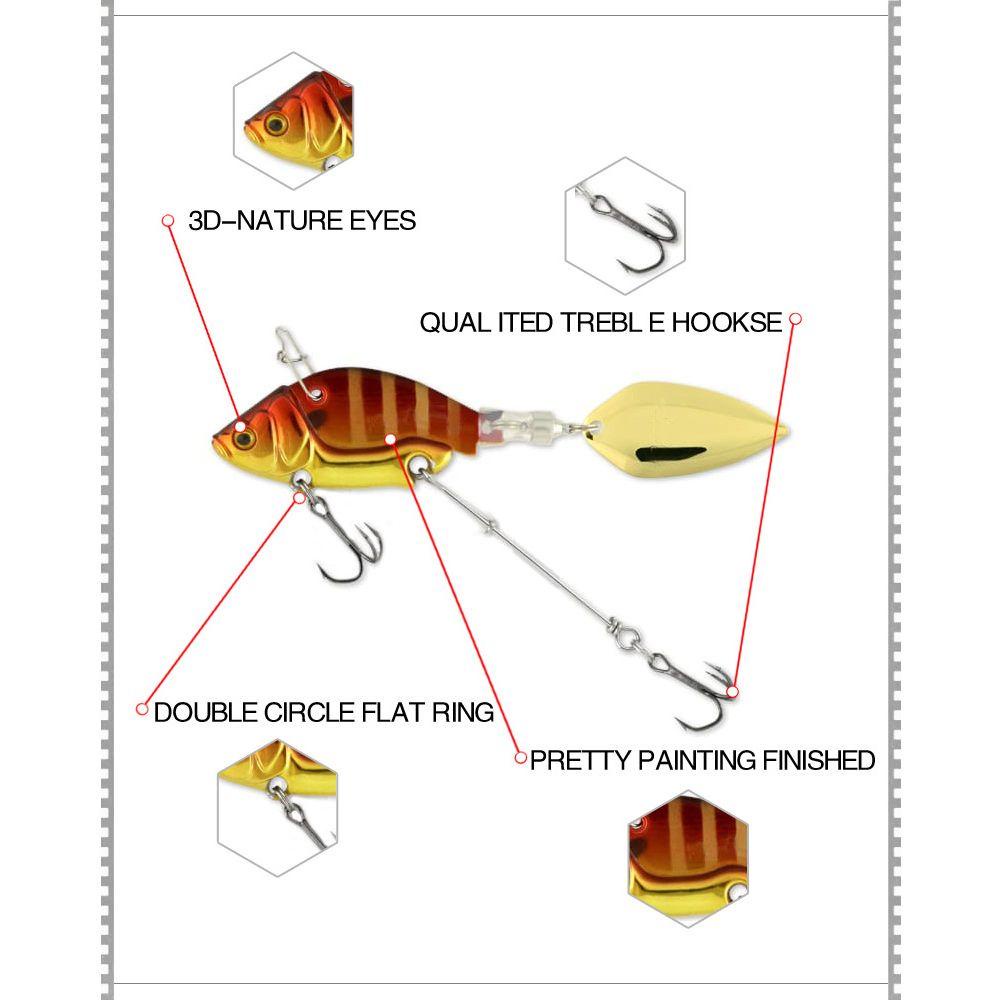 TOP Umpan Pancing Metal Spinner Tackle Sinking Spoon Metal Getar Putar Treble Hook