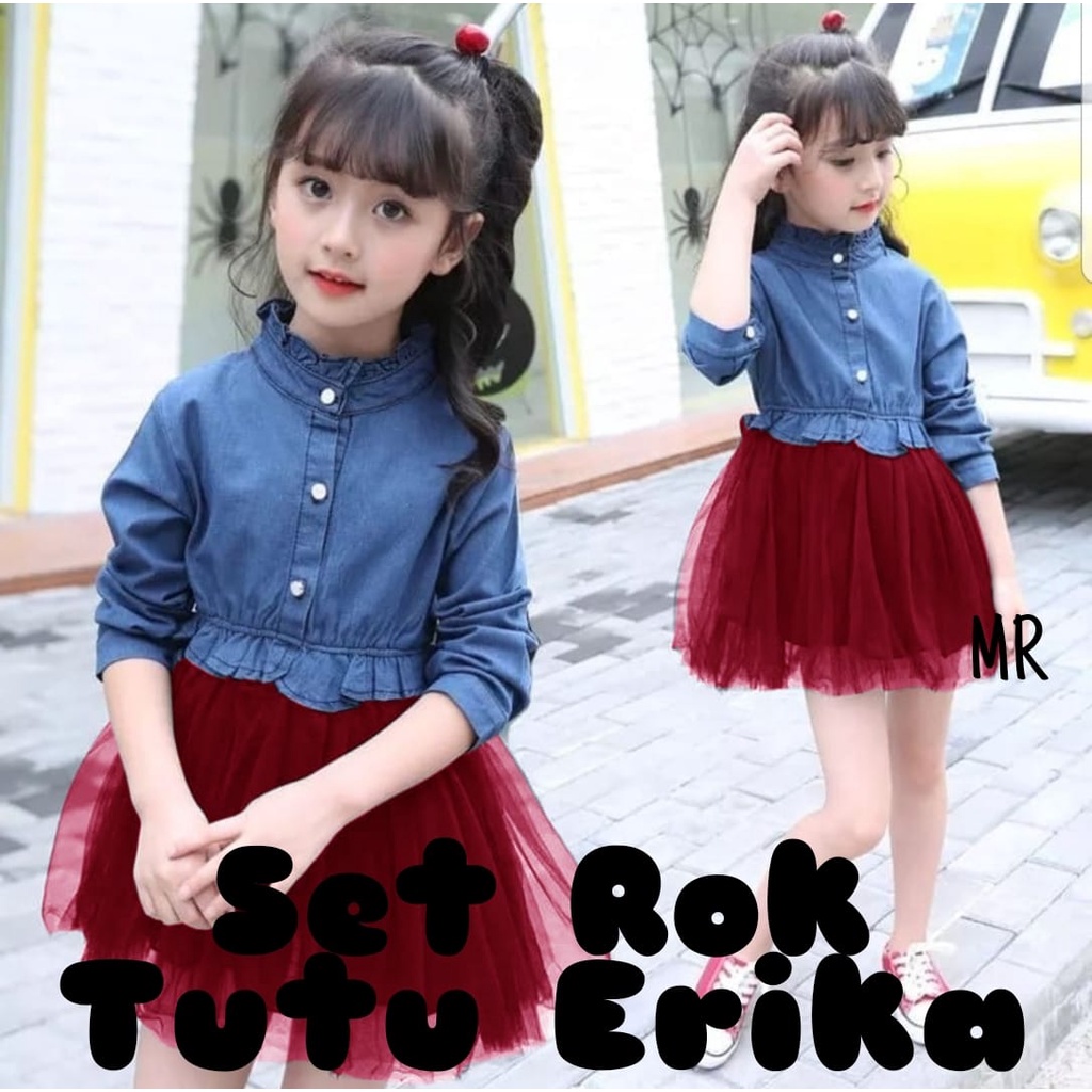 SET ROK ERIKA KID ANAK, TUTU, MOSCREPE, KEMEJA, SETELAN