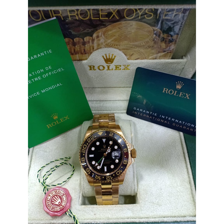 (✅ROLEX GMT MASTER OTOMATIS) Jam Tangan Pria Original Seper Tanpa Bateray SET Box Original