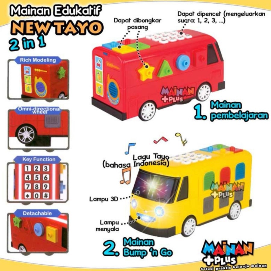 MAINAN ANAK BUS TAYO BLOK + BATERAI MAINAN BATERAI MAINAN MOBIL MAINAN TAYO MAINAN ANAK LAKI LAKI