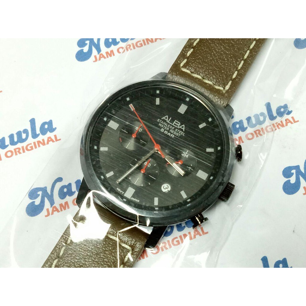 Alba Quartz AT3D97X1 Chronograph Leather - Jam Tangan Pria AT3D97