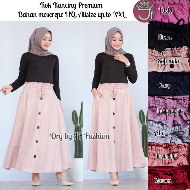 Grosir rok moskrep kancing super payung @57K min 3pcs