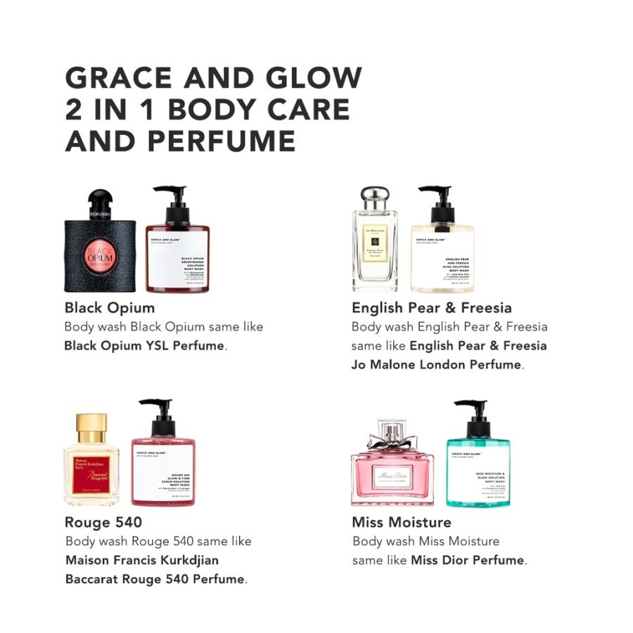 GRACE AND GLOW Body wash sabun mandi 400ml brightening anti acne wangi