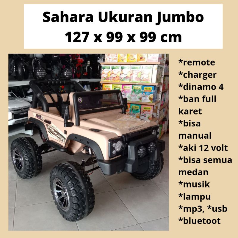 Free Ongkir Mobil Aki Anak Mainan Remote dan Manual Bergaransi 12 volt Rocky Sahara Volta 5008 Kirim Aman Murah/comando