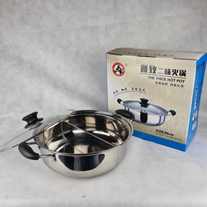 PANCI MASAK DENGAN SEKAT THICK HOT POT COOKER STAINLESS 28CM