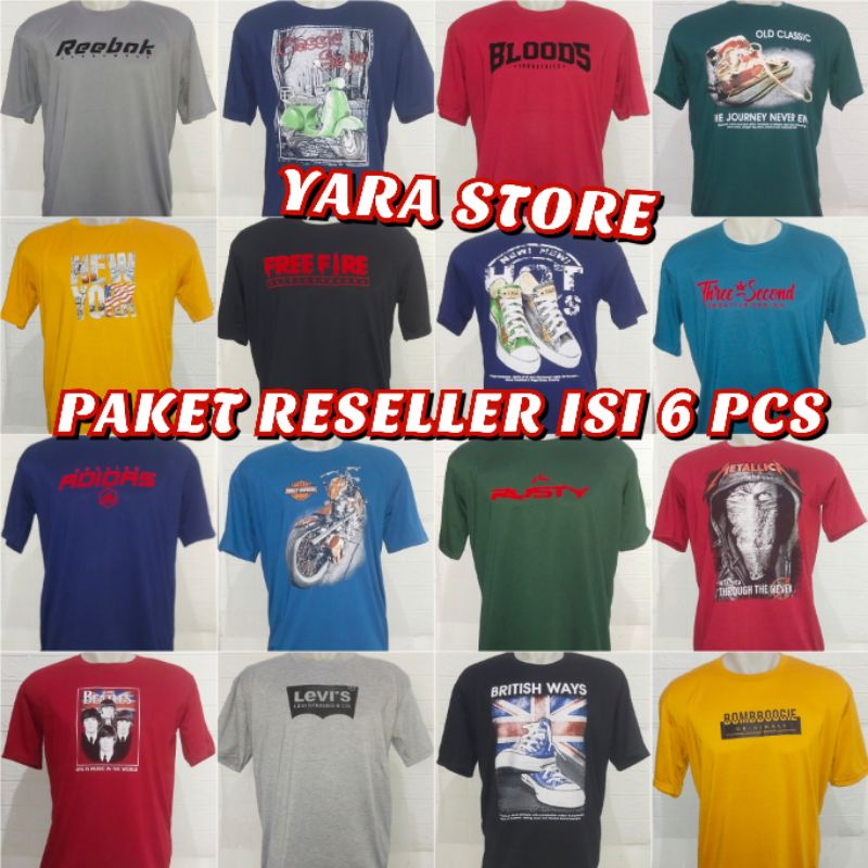 PAKET HEMAT ISI 6 PCS KAOS PRIA DEWASA UKURAN M L XL DAN XXL  TERMURAH  / GAMBAR TERBARU /KAOS MURAH