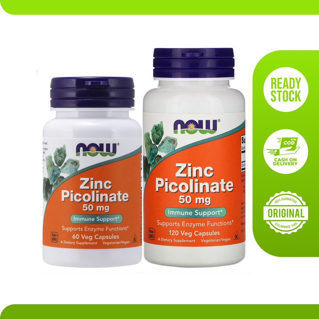 Suplemen Vitamin Zinc Picolinate 50 mg Now 60 120 Veggie Kapsul