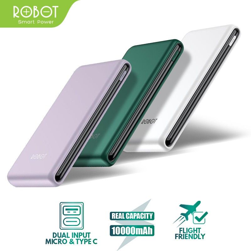 PowerBank ROBOT 10000mAh RT180 Dual Input Port Type C &amp; Micro USB - Garansi Resmi 1 Tahun