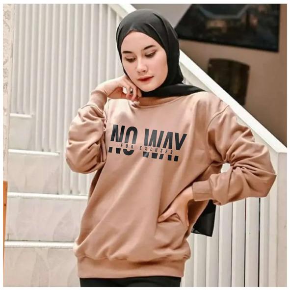 Kaos Lengan Panjang  NO WAY / Kaos Sweatshirt / Atasan Wanita / Atasan Wanita Lengan Panjang