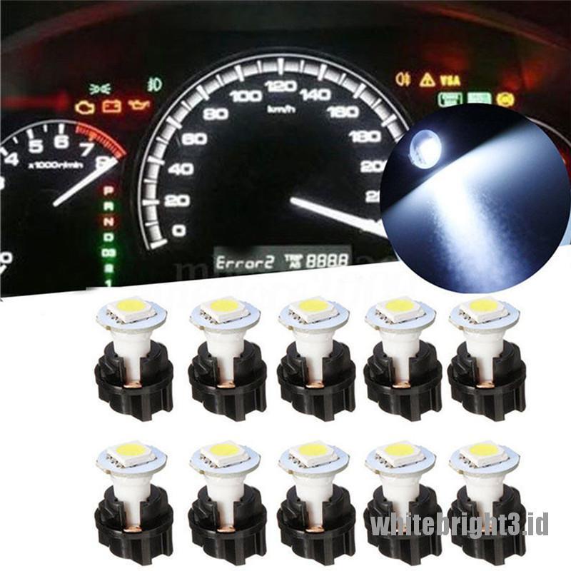 10pcs Lampu LED T5 5050 Warna Putih Untuk Instrumen Panel Dashboard Mobil