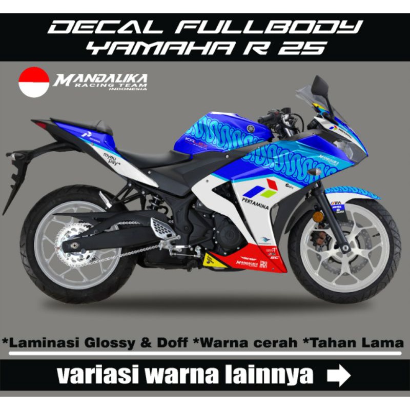 DECAL STIKER FULL BODY YAMAHA R25 VARIASI MANDALIKA