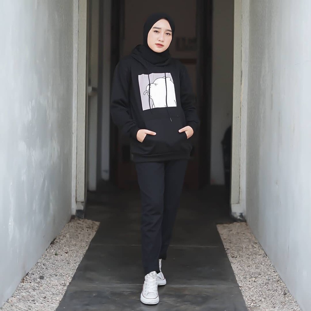 Sweater Crewneck Basic Polosan Wanita Pria Bahan Flecee Tebal Tidak Panas