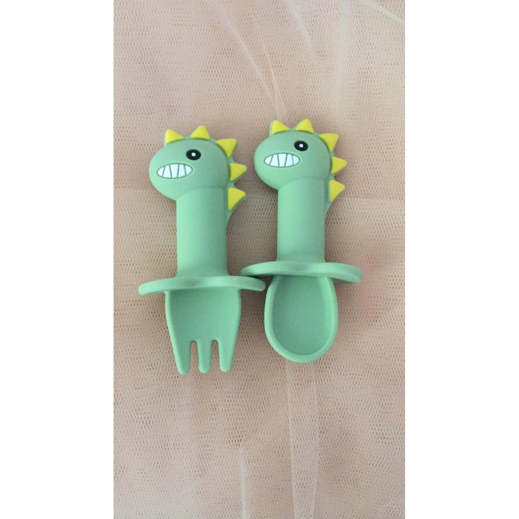 SILICONE MINI DINO SPOON SET