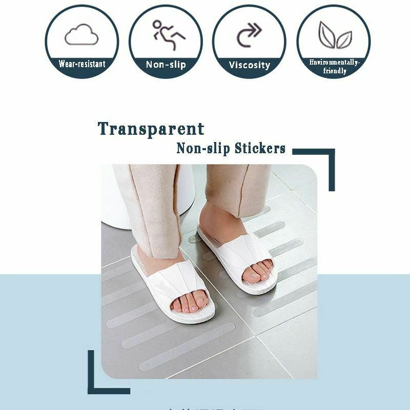 12 Pcs Stiker Strip Perekat Transparan Anti Slip Tahan Air Untuk Lantai Keramik Kamar Mandi