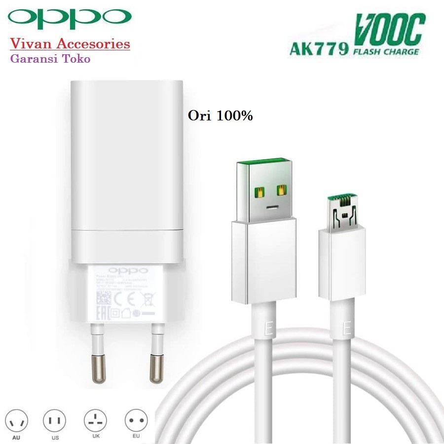 Charger casan OPPO VOOC 4A AK779 Original Micro 7 PIN Fast Charging