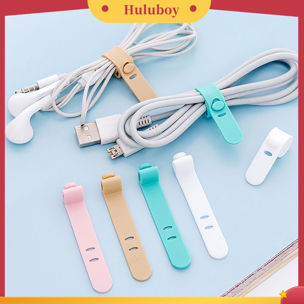 Huluboy 4Pcs / Set Winder Organizer Kabel Charger / Earphone Bahan Silikon Tahan Lama