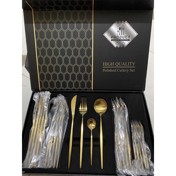 Cutlery full set 24 pcs KADO NIKAH / HAMPERS LEBARAN IDUL FOTRI/ Natal | Sendok Sultan Set | Sendok 
