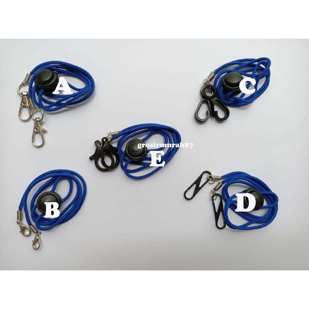 Tali masker dewasa lanyard kalung masker non elastis warna biru elektrik ready stok cantolan kokot cantolan besi atau plastik