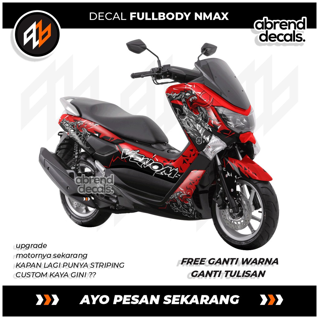 DECAL FULLBODY NMAX CUSTOM  VENOM / stiker motor yamaha Nmax custom VENOM Terkeren