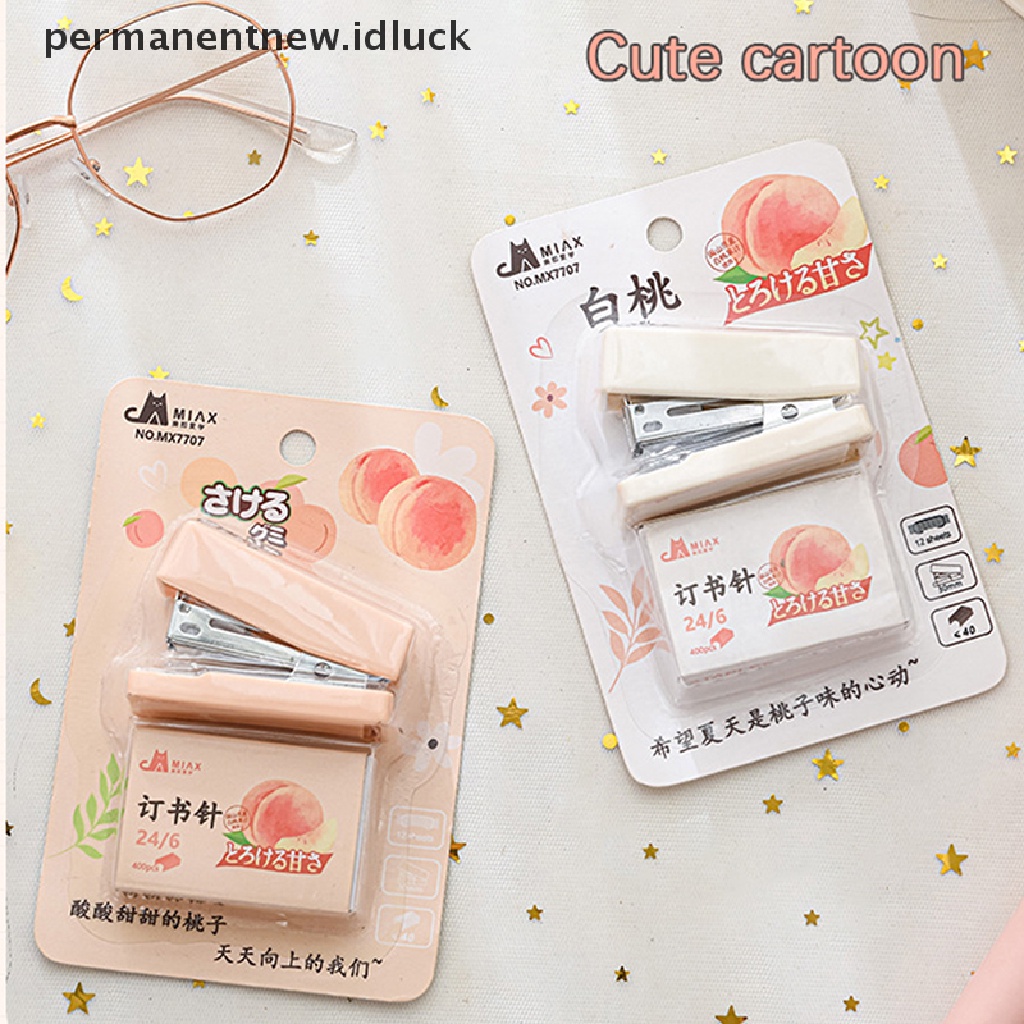 Set Stapler Mini Bahan Metal Warna Peach Putih Dengan 400PCS No.12 Staples Untuk Alat Tulis Sekolah Kantor