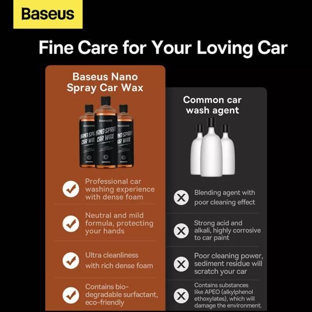 BASEUS  Nano Spray Car Wax &amp; Wash Polishing Foam Shampoo Sabun Cuci Mobil 500ml