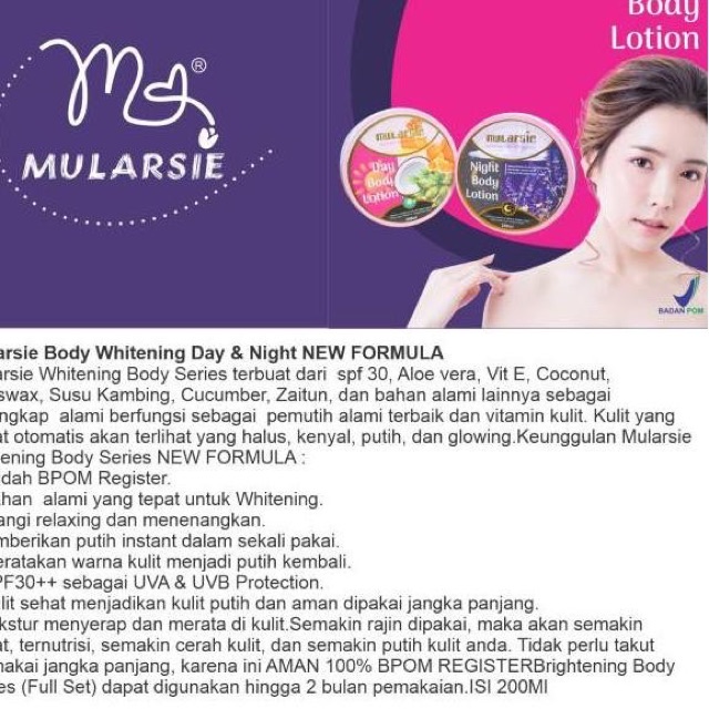 [ BPOM DAN AMAN ] MULARSIE WHITENING BODY LOTION DAY AND NIGHT / MULARSIE LOTION