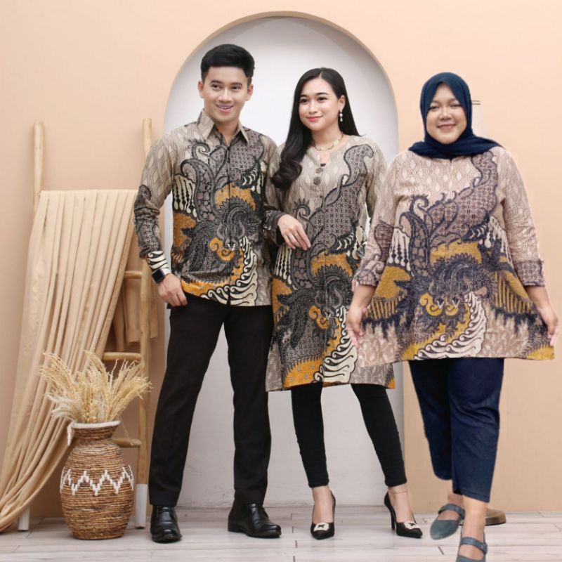 TUNIK JUMBO BIGSIZE 3L 4L 5L XXXXXL LD 120 130 140 LENGAN BELAH VARIASI SUPPORT BUSUI RISLETING DEPAN BATIK MOTIF ABU DAN MOCCA