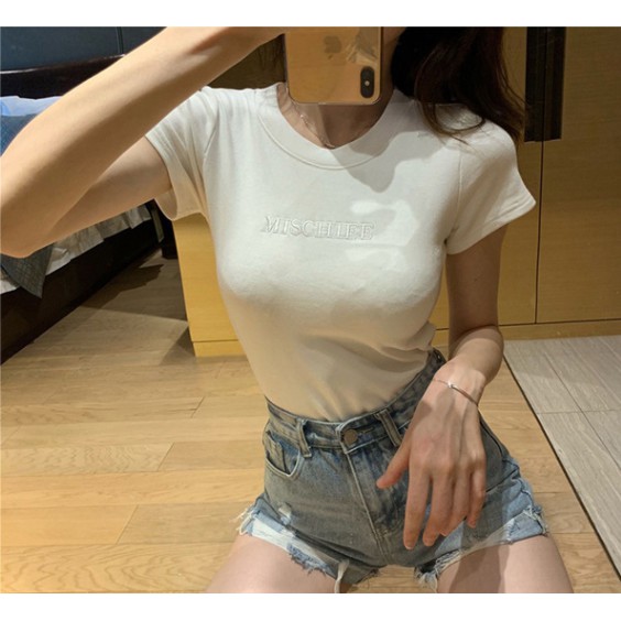 Kaos Ketat Kaos Pas Body Kaos Premium Kaos Wanita kualitas Bagus Kaos Lengan Pendek Korean Style