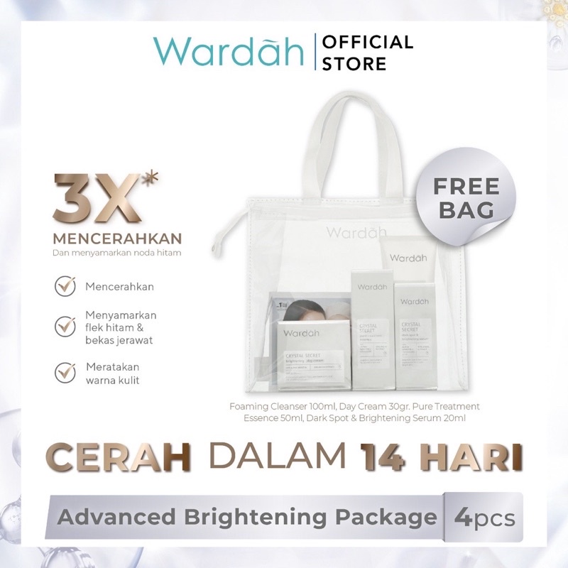 Wardah Crystal Secret Paket Free Tote Bag Isi 4pcs