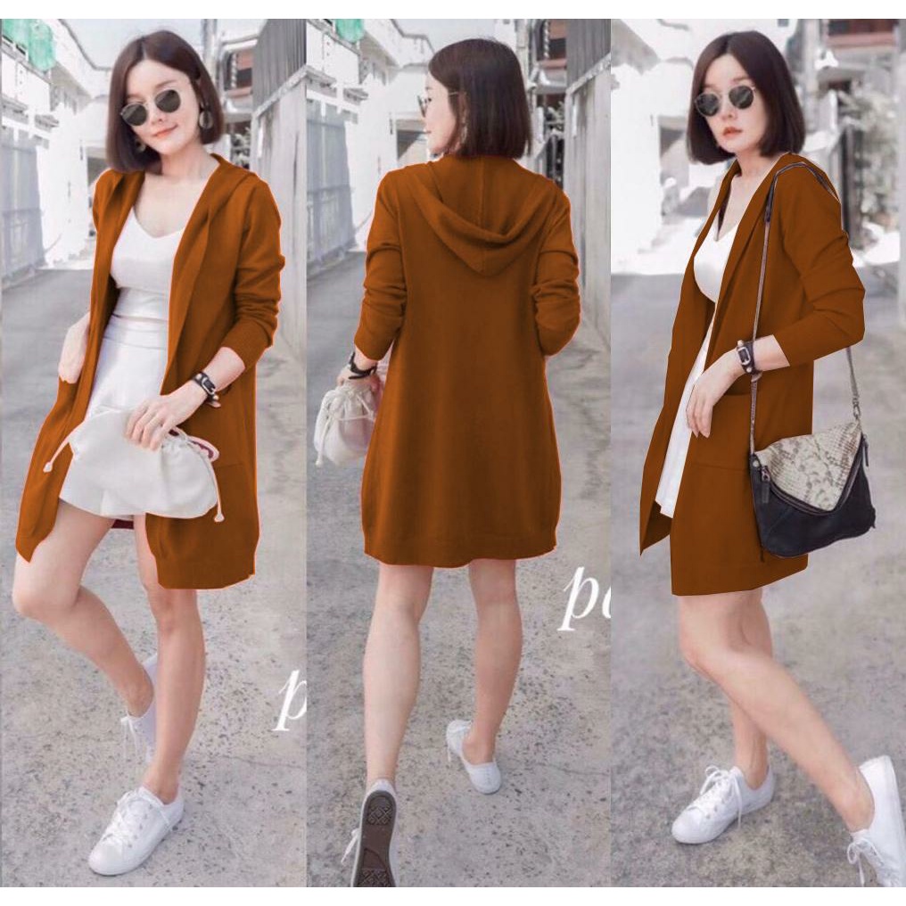 WSE390 - Cardigan Hoodie Rajut Outer Rajut PREMIUM QUALITY LD 100 - 120 CM PJ 80 - 110 CM PREMIUM QUALITY