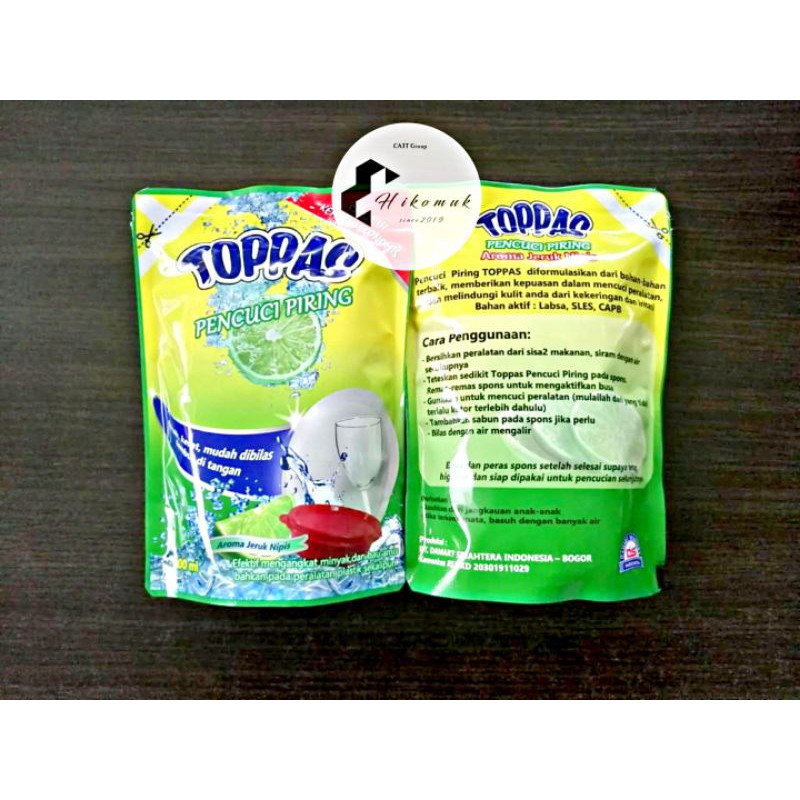 Sabun Cuci Piring Murah Toppas 300ML Pouch Varian Jeruk Nipis