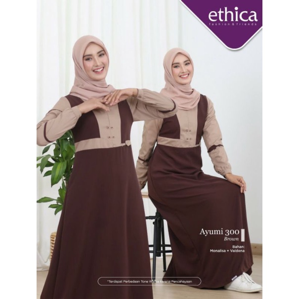 Ayumi 300 brown ayumi 300 khaki gamis ethica terbaru 2022