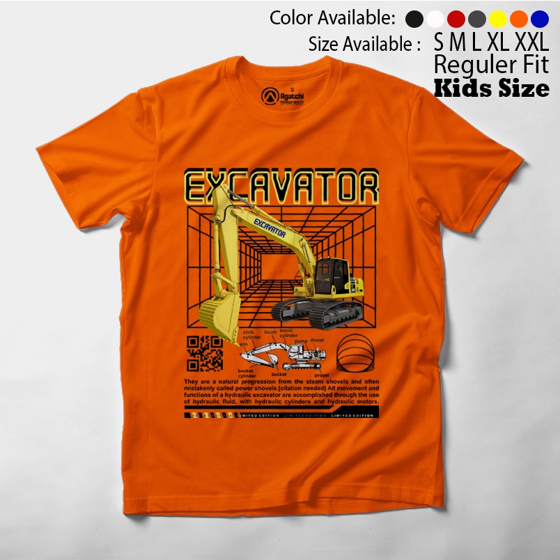 Baju Kaos Atasan Anak Laki - Laki Motif Excavator