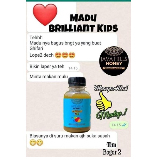 GRATIS SENDOK KAYU / MADU BRILIANT KIDS JAVAHILLS / JAVAHILLS HONEY MADU ANAK CERDAS / MENINGKATKAN NAFSU MAKAN / MADU PINTAR / MADU ANAK