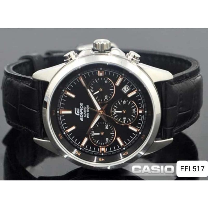 Jam Tangan Casio EFR517 Rubber Stainliss Steel Chronograph Aktif