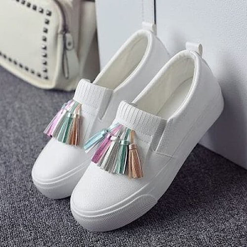 Sepatu Slip On Slop Putih Wanita Cewek Remaja Kasual Simple Korea Murah Terbaru Kekinian Bisa COD Dl