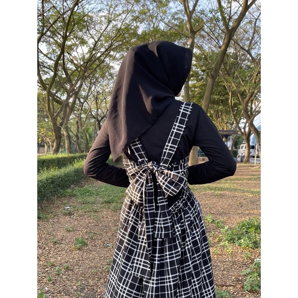 Overall houndstooth  / overall bella / overall pita belakang / overall yolla / overall reina / overall pita / dress dewasa / overall dewasa by dyoura