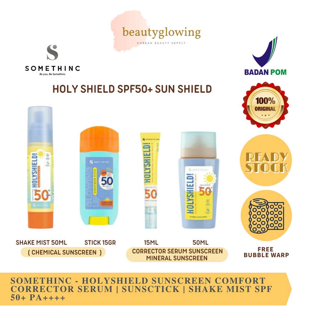 [BPOM] SOMETHINC Holyshield! Sunscreen Comfort Corrector Serum | Sunstick | Shake Mist SPF 50+ PA++++